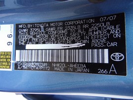 2007 TOYOTA PRIUS TOURING BLUE 1.5 AT Z20205
